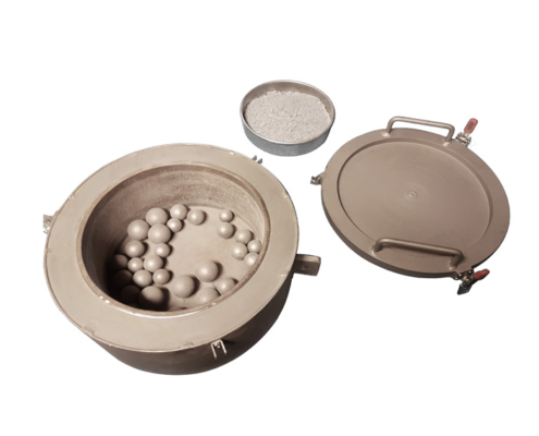 ball and rod mill drum with sample
